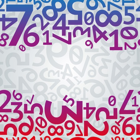 Abstract blue, purple and red gradient random numbers on light grey digits background seamless pattern. RGB EPS 10 vector illustrationのイラスト素材