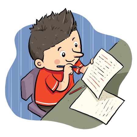 Doing Homework  A boy doing his homeworkのイラスト素材