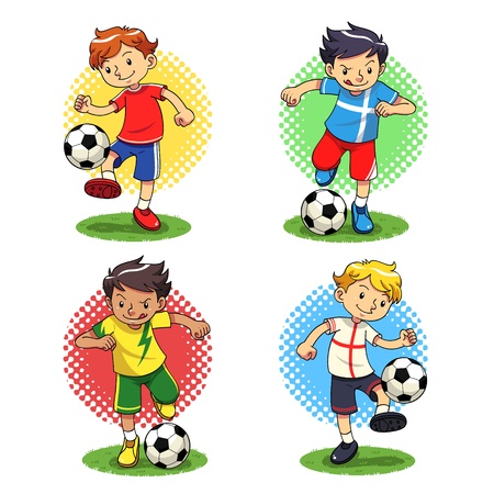 Soccer Boys  Soccer player boys with different uniformsのイラスト素材