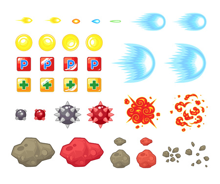 Miscellaneous Items Game Sprites. Suitable for side scrolling, shooting, action, and adventure game.のイラスト素材