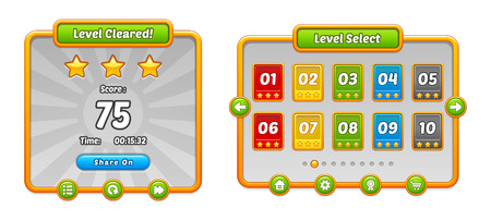 Pack of graphical user interface templates to make a game.のイラスト素材