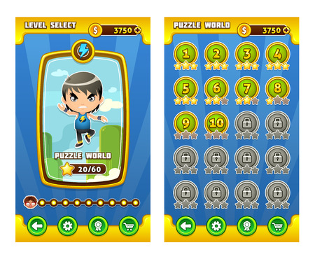 Pack of graphical user interface templates to make a game.のイラスト素材