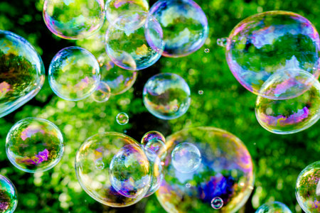 Soap bubbles in the garden, Thailand. (Selective focus)