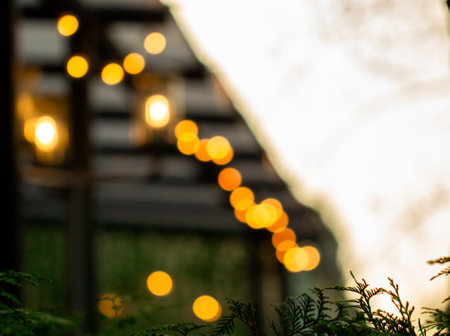 Beautiful bokeh lights background. Defocused lights background.の写真素材