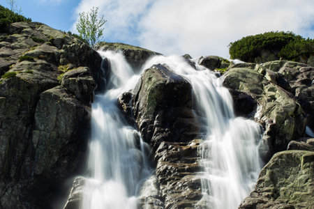 Waterfall in the highlands of Norway. Long exposure shot.の写真素材