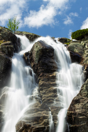 Beautiful waterfall in the mountains of the Republic of Adygeaの写真素材