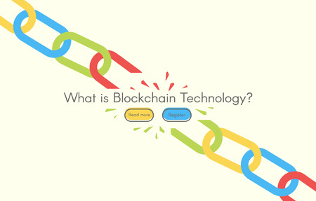 Blockchain technology on white background, vector illustration.のイラスト素材