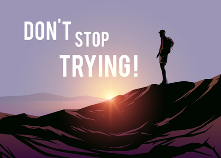 Dont stop trying! Vector illustraishion. Wanderlust.のイラスト素材
