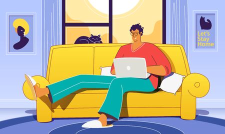 A freelancer working at home.のイラスト素材
