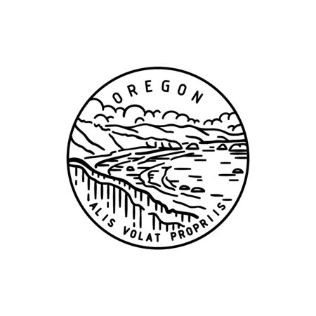 Oregon Bay badge. Ocean.のイラスト素材