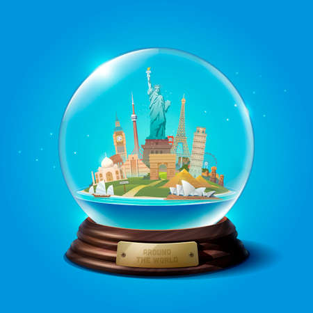 The glass ball with landmarks.のイラスト素材