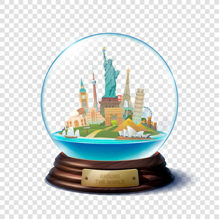 The glass ball with landmarks.のイラスト素材