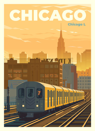 The subway train rides off into the distanceのイラスト素材