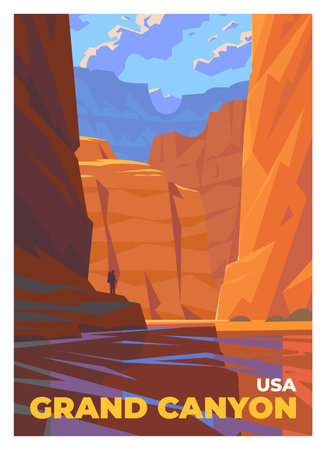 Mesmerizing views of the majestic Colorado River in Grand Canyon National Park. Grand Canyon, Arizona, USA.のイラスト素材
