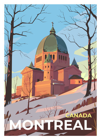 A spectacular view of the St. Joseph Oratory in the city of Montrealのイラスト素材