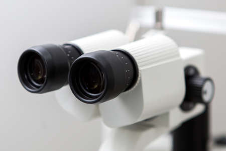 Instruments for diagnosing vision in an optometrist's office. Vision correction, selection of contact lensesの写真素材