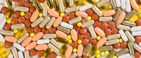 Many different colorful medicationの写真素材