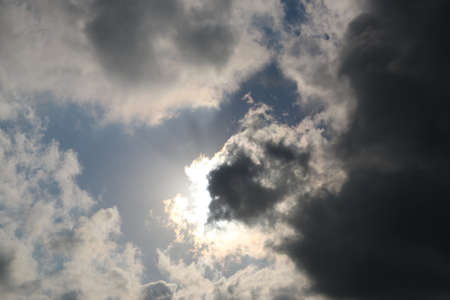 natural background with blue sky and white clouds in summerの写真素材