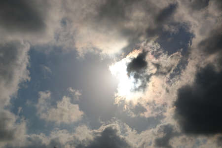 natural background with blue sky and white clouds in summerの写真素材