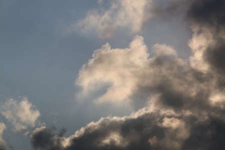 natural background with blue sky and white clouds in summerの写真素材
