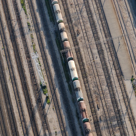 Aerial view over railwayの写真素材
