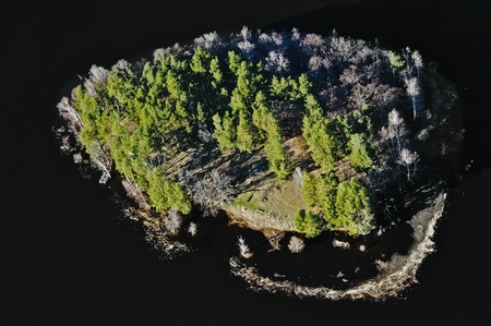 Island in the lake, Latviaの写真素材