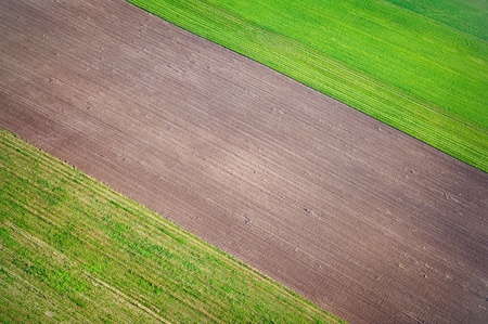 Aerial view over agricutural fields