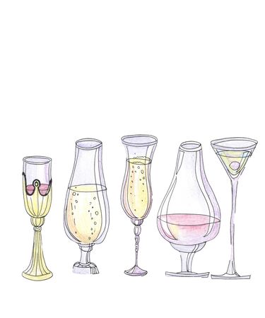 set of various glasses on a whiteの写真素材