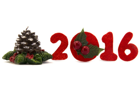 The inscription 2016 made of felt.の写真素材