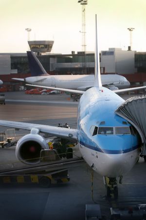 plane parked at the airport