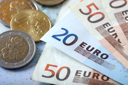 Colorful euro banknotesの写真素材