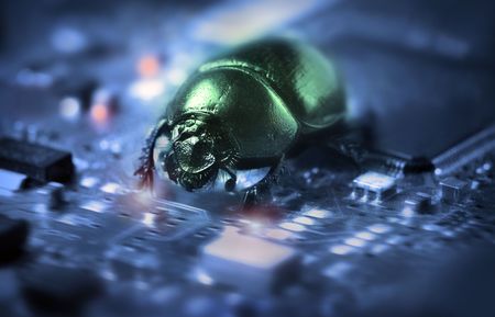 Bug on a computer chipの写真素材