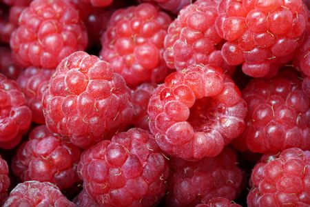 Close-up of ripe raspberriesの写真素材