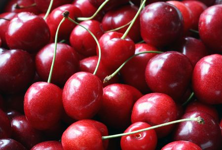 freshly picked heap of cherriesの写真素材