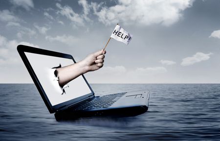 Laptop at seaの写真素材