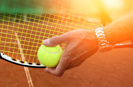 Getting ready to serveの写真素材