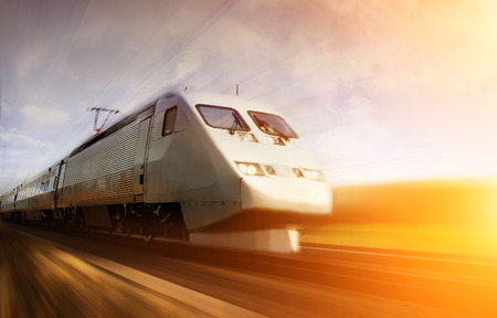 Fast train with motion blurの写真素材