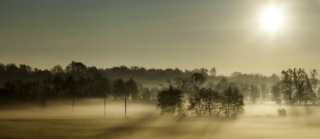 Piedmont countryside dawnの写真素材
