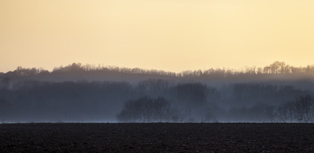 countryside at sunset in an autumn afternoonの写真素材