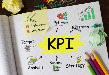 Notebook with Toolls and Notes about KPI,conceptの写真素材