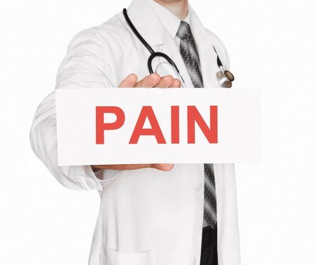 Doctor holding a card with Pain , Medical conceptの写真素材