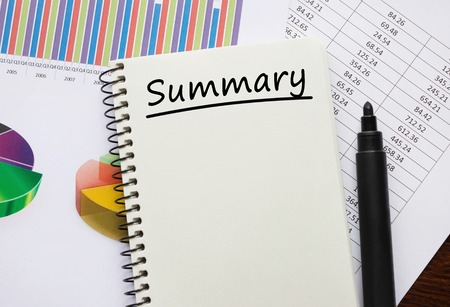 Notebook with Toolls and Notes about Summaryの写真素材