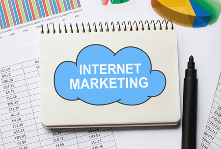 Notebook with Toolls and Notes about Internet Marketingの写真素材