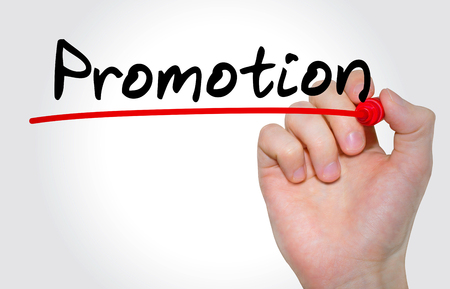 Hand writing inscription Promotion with marker, conceptの写真素材