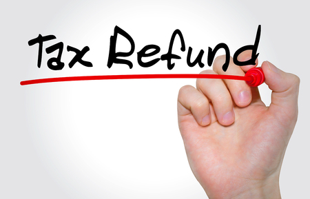 Hand writing inscription Tax Refund with marker, conceptの写真素材