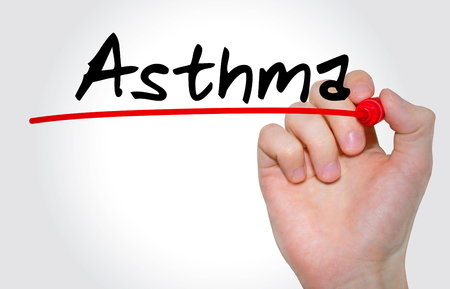 Hand writing inscription Asthma with marker, conceptの写真素材