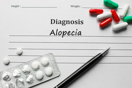 Alopecia on the diagnosis list, medical conceptの写真素材
