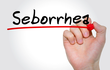 Hand writing inscription Seborrhea with marker, conceptの写真素材