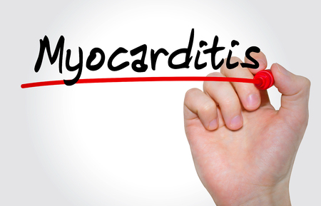 Hand writing inscription Myocarditis with marker, conceptの写真素材