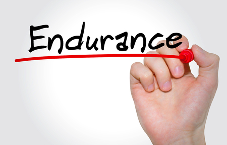Hand writing inscription Endurance with marker, conceptの写真素材